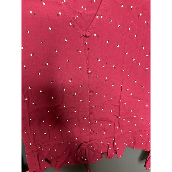 Rails Women's Beaux Rouge Offset Dot Long Sleeve Peplum Top Size Medium - Picture 9 of 9